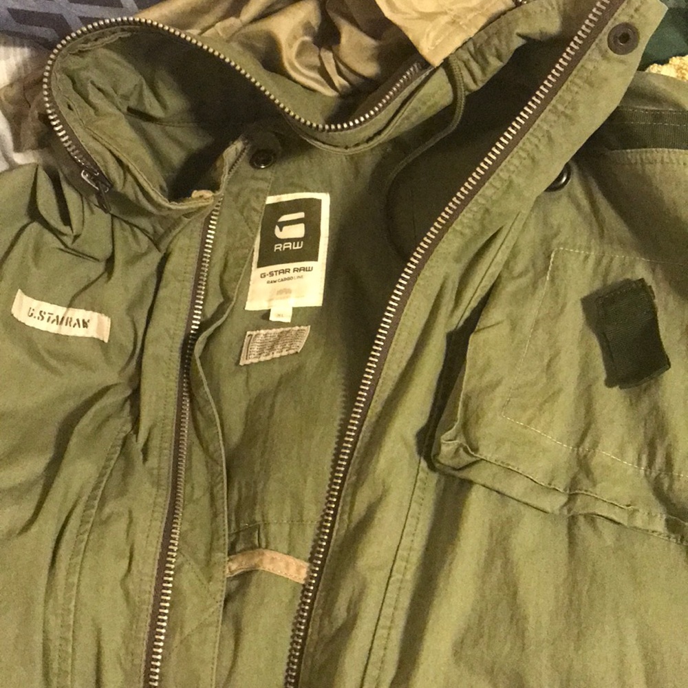 Olive Green G-Star Raw Cargo Jacket W/Hood